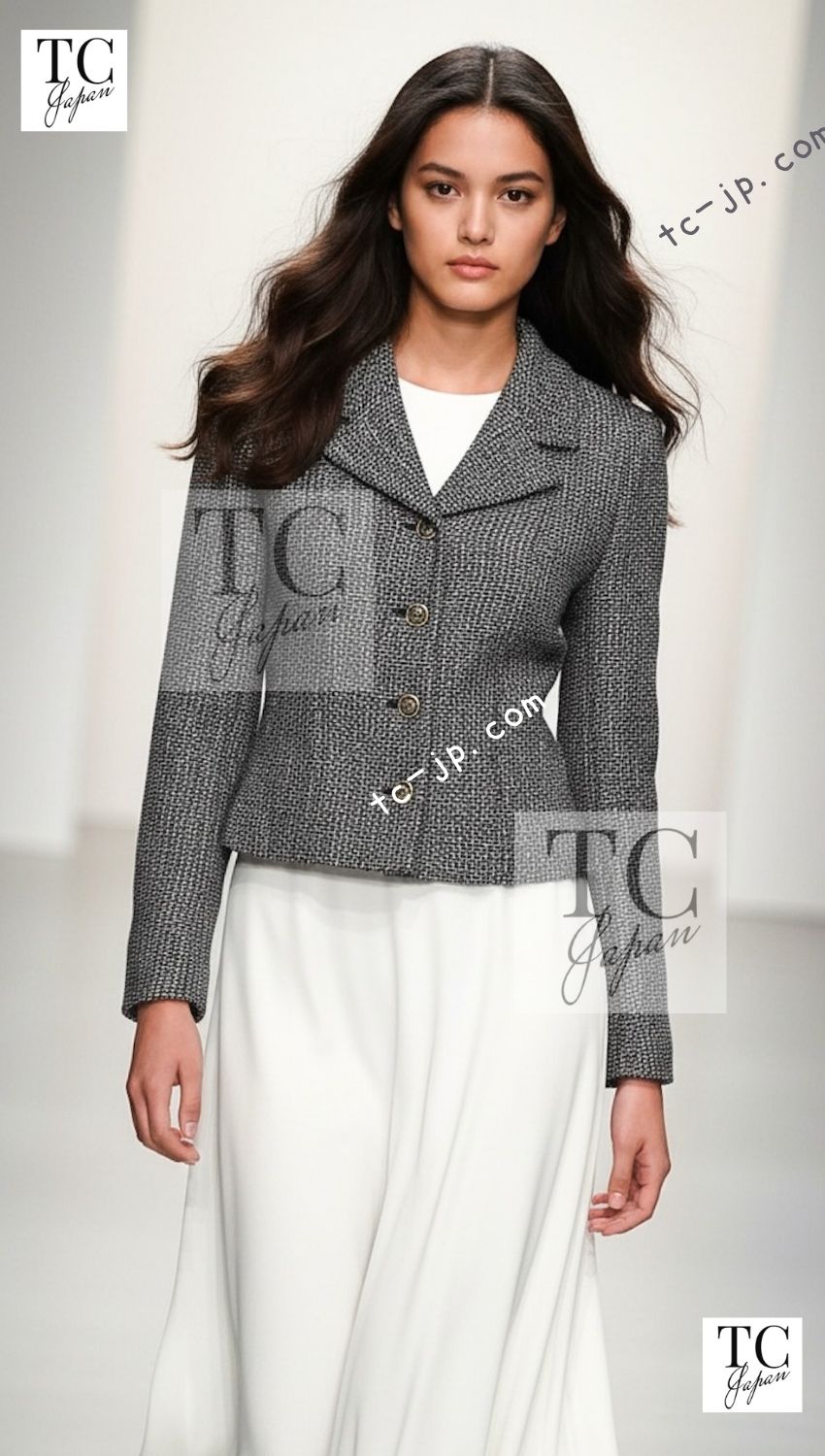 CHANEL 01A Beige Navy Mix Wool Angora Tweed Jacket 36 38 シャネル ベージュ ネイビー ミックス ウール アンゴラ ツイード ジャケット 即発 - TC JAPAN