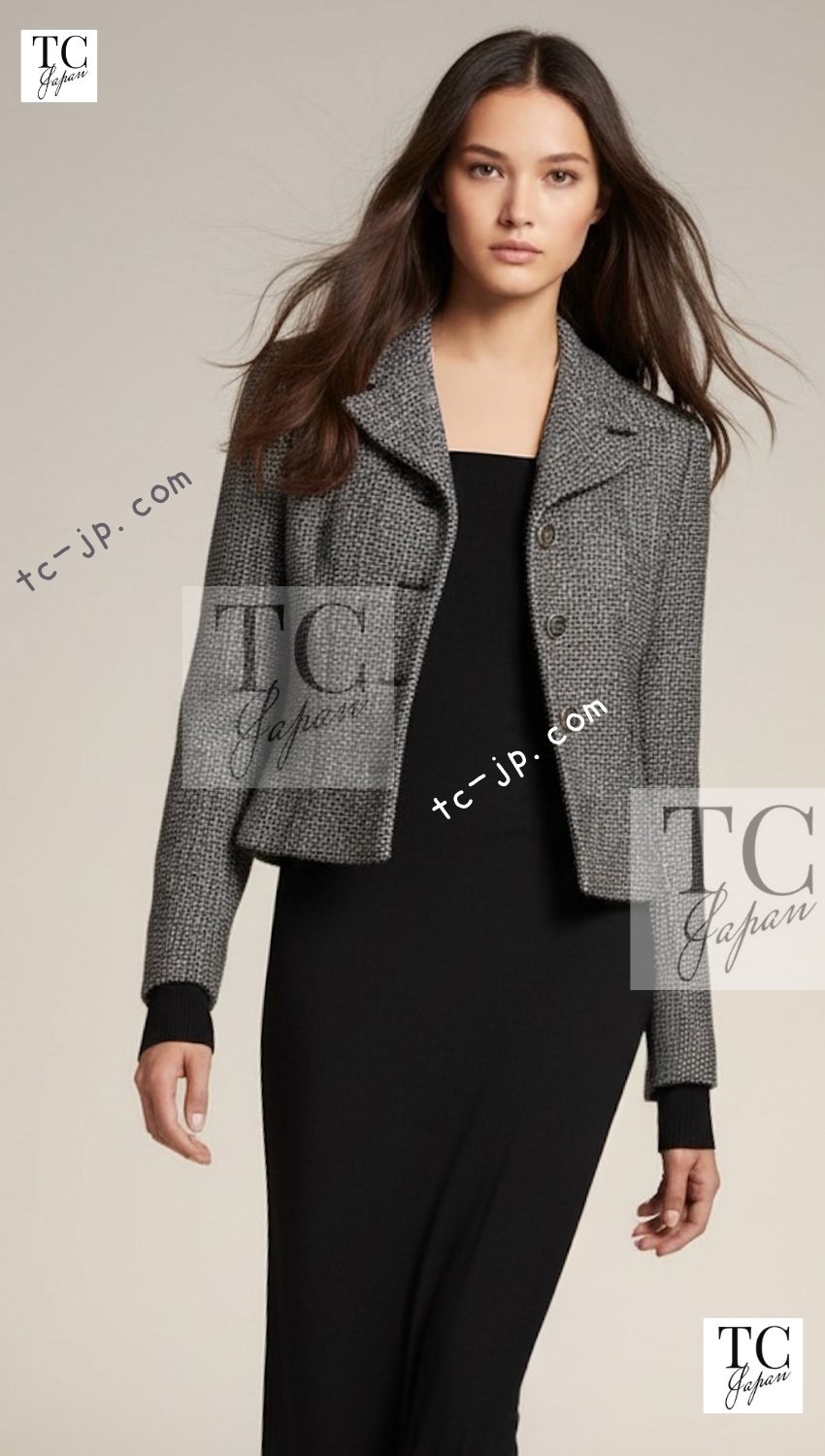 CHANEL 01A Beige Navy Mix Wool Angora Tweed Jacket 36 38 シャネル ベージュ ネイビー ミックス ウール アンゴラ ツイード ジャケット 即発 - TC JAPAN