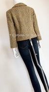 CHANEL 00A Vintage Yellow Beige Gold Gray Wool Zipper Jacket with Scarf 38 40 シャネル ヴィンテージ イエローベージュ ゴールド グレー ジッパー ウール ツイード ジャケット 即発