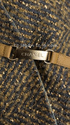 CHANEL 00A Vintage Yellow Beige Gold Gray Wool Zipper Jacket with Scarf 38 40 シャネル ヴィンテージ イエローベージュ ゴールド グレー ジッパー ウール ツイード ジャケット 即発