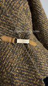 CHANEL 00A Vintage Yellow Beige Gold Gray Wool Zipper Jacket with Scarf 38 40 シャネル ヴィンテージ イエローベージュ ゴールド グレー ジッパー ウール ツイード ジャケット 即発