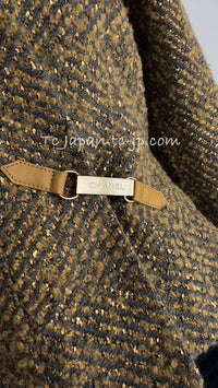 CHANEL 00A Vintage Yellow Beige Gold Gray Wool Zipper Jacket with Scarf 38 40 シャネル ヴィンテージ イエローベージュ ゴールド グレー ジッパー ウール ツイード ジャケット 即発