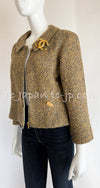CHANEL 00A Vintage Yellow Beige Gold Gray Wool Zipper Jacket with Scarf 38 40 シャネル ヴィンテージ イエローベージュ ゴールド グレー ジッパー ウール ツイード ジャケット 即発