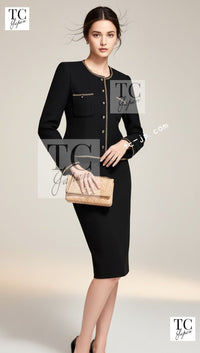 CHANEL 95A Vintage Black Gold Chain Trim Tweed Jacket 38 シャネル ヴィンテージ ブラック ゴールドチェーン トリミング ツイード ジャケット 即発