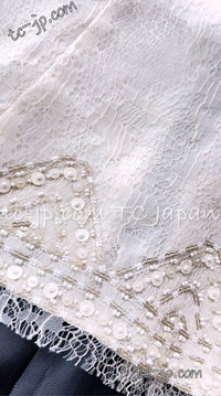 CHANEL 03S Ivory Neutral Lace Sequins Beads Cardigan Jacket 36 38 シャネル アイボリー ヌード レース スパンコール ビーズ カーディガン ジャケット 即発