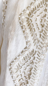 CHANEL 03S Ivory Neutral Lace Sequins Beads Cardigan Jacket 36 38 シャネル アイボリー ヌード レース スパンコール ビーズ カーディガン ジャケット 即発