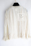 CHANEL 03S Ivory Neutral Lace Sequins Beads Cardigan Jacket 36 38 シャネル アイボリー ヌード レース スパンコール ビーズ カーディガン ジャケット 即発