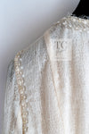 CHANEL 03S Ivory Neutral Lace Sequins Beads Cardigan Jacket 36 38 シャネル アイボリー ヌード レース スパンコール ビーズ カーディガン ジャケット 即発