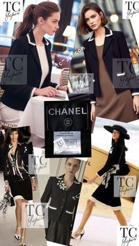 CHANEL 03S Black Silver White Trim Wool Silk Blazer Jacket 34 46 シャネル ブラック シルバー ホワイト トリム ウール シルク ブレザー ジャケット 即発