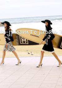 CHANEL 03S Black Silver White Trim Wool Silk Blazer Jacket 34 46 シャネル ブラック シルバー ホワイト トリム ウール シルク ブレザー ジャケット 即発