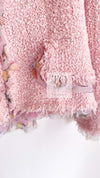 CHANEL 04C Pink Boucle Raw Edge Ice Cream Silk Trim Jacket 36 38 シャネル ピンク ブークレ ローエッジ アイスクリーム シルクトリム ジャケット 即発