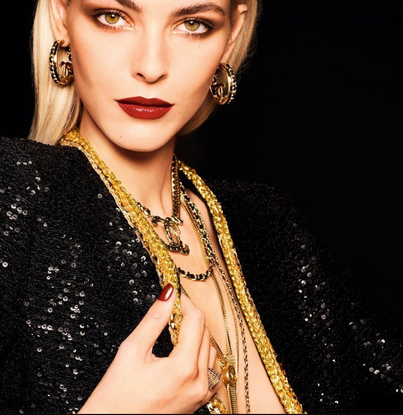 CHANEL 22S Black Sequined Gold Trim Tweed Jacket 36 38 シャネル ブラック スパンコール ゴールド トリム ジャケット 即発