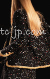 CHANEL 22S Black Sequined Gold Trim Tweed Jacket 36 38 シャネル ブラック スパンコール ゴールド トリム ジャケット 即発