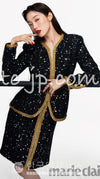 CHANEL 22S Black Sequined Gold Trim Tweed Jacket 36 38 シャネル ブラック スパンコール ゴールド トリム ジャケット 即発