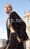 CHANEL 22S Black Sequined Gold Trim Tweed Jacket 36 38 シャネル ブラック スパンコール ゴールド トリム ジャケット 即発