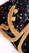 CHANEL 22S Black Sequined Gold Trim Tweed Jacket 36 38 シャネル ブラック スパンコール ゴールド トリム ジャケット 即発