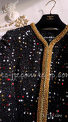 CHANEL 22S Black Sequined Gold Trim Tweed Jacket 36 38 シャネル ブラック スパンコール ゴールド トリム ジャケット 即発