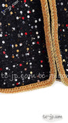 CHANEL 22S Black Sequined Gold Trim Tweed Jacket 36 38 シャネル ブラック スパンコール ゴールド トリム ジャケット 即発