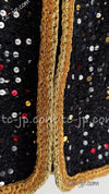 CHANEL 22S Black Sequined Gold Trim Tweed Jacket 36 38 シャネル ブラック スパンコール ゴールド トリム ジャケット 即発
