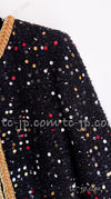 CHANEL 22S Black Sequined Gold Trim Tweed Jacket 36 38 シャネル ブラック スパンコール ゴールド トリム ジャケット 即発