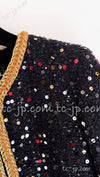 CHANEL 22S Black Sequined Gold Trim Tweed Jacket 36 38 シャネル ブラック スパンコール ゴールド トリム ジャケット 即発