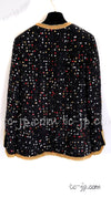 CHANEL 22S Black Sequined Gold Trim Tweed Jacket 36 38 シャネル ブラック スパンコール ゴールド トリム ジャケット 即発