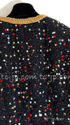 CHANEL 22S Black Sequined Gold Trim Tweed Jacket 36 38 シャネル ブラック スパンコール ゴールド トリム ジャケット 即発
