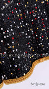 CHANEL 22S Black Sequined Gold Trim Tweed Jacket 36 38 シャネル ブラック スパンコール ゴールド トリム ジャケット 即発