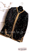 CHANEL 22S Black Sequined Gold Trim Tweed Jacket 36 38 シャネル ブラック スパンコール ゴールド トリム ジャケット 即発