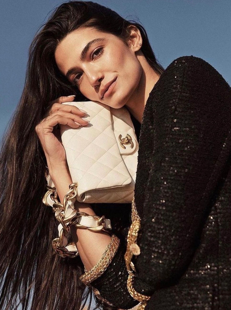 CHANEL 22S Black Sequined Gold Trim Tweed Jacket 36 38 シャネル ブラック スパンコール ゴールド トリム ジャケット 即発