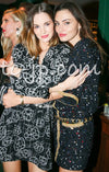 CHANEL 22S Black Sequined Gold Trim Tweed Jacket 36 38 シャネル ブラック スパンコール ゴールド トリム ジャケット 即発