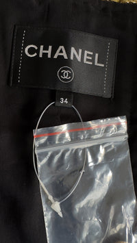 CHANEL 22S Black Sequined Gold Trim Tweed Jacket 36 38 シャネル ブラック スパンコール ゴールド トリム ジャケット 即発