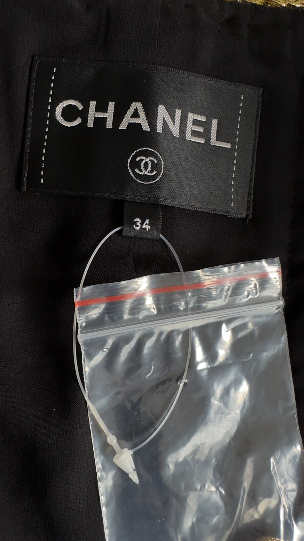 CHANEL 22S Black Sequined Gold Trim Tweed Jacket 36 38 シャネル ブラック スパンコール ゴールド トリム ジャケット 即発
