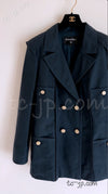 CHANEL 20C Dark Navy Olive Peacoat Cotton Jacket 46 シャネル ダーク ネイビー オリーブ ピーコート コットン ジャケット 即発