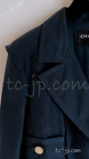 CHANEL 20C Dark Navy Olive Peacoat Cotton Jacket 46 シャネル ダーク ネイビー オリーブ ピーコート コットン ジャケット 即発