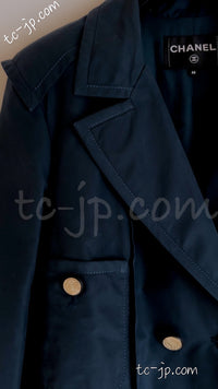 CHANEL 20C Dark Navy Olive Peacoat Cotton Jacket 46 シャネル ダーク ネイビー オリーブ ピーコート コットン ジャケット 即発