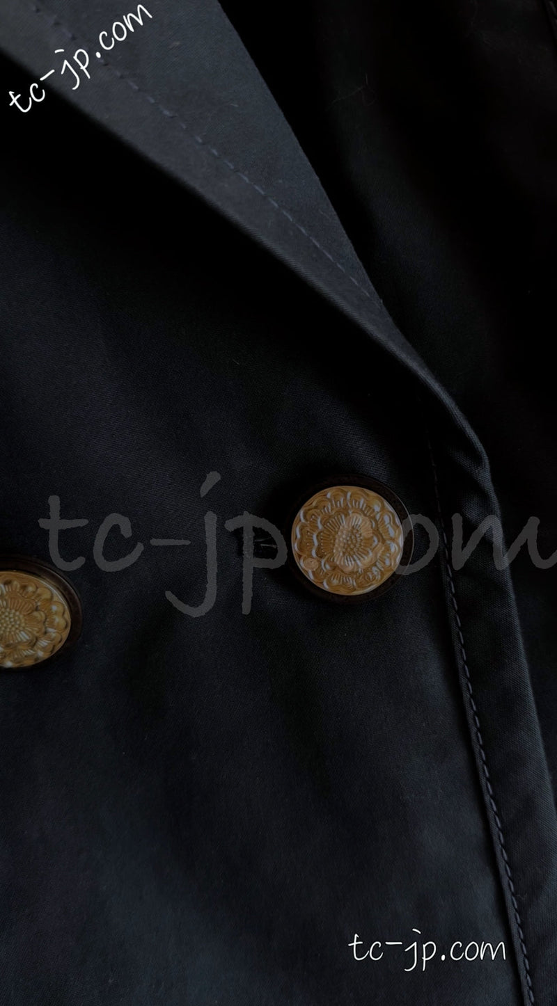 CHANEL 20C Dark Navy Olive Peacoat Cotton Jacket 46 シャネル ダーク ネイビー オリーブ ピーコート コットン ジャケット 即発