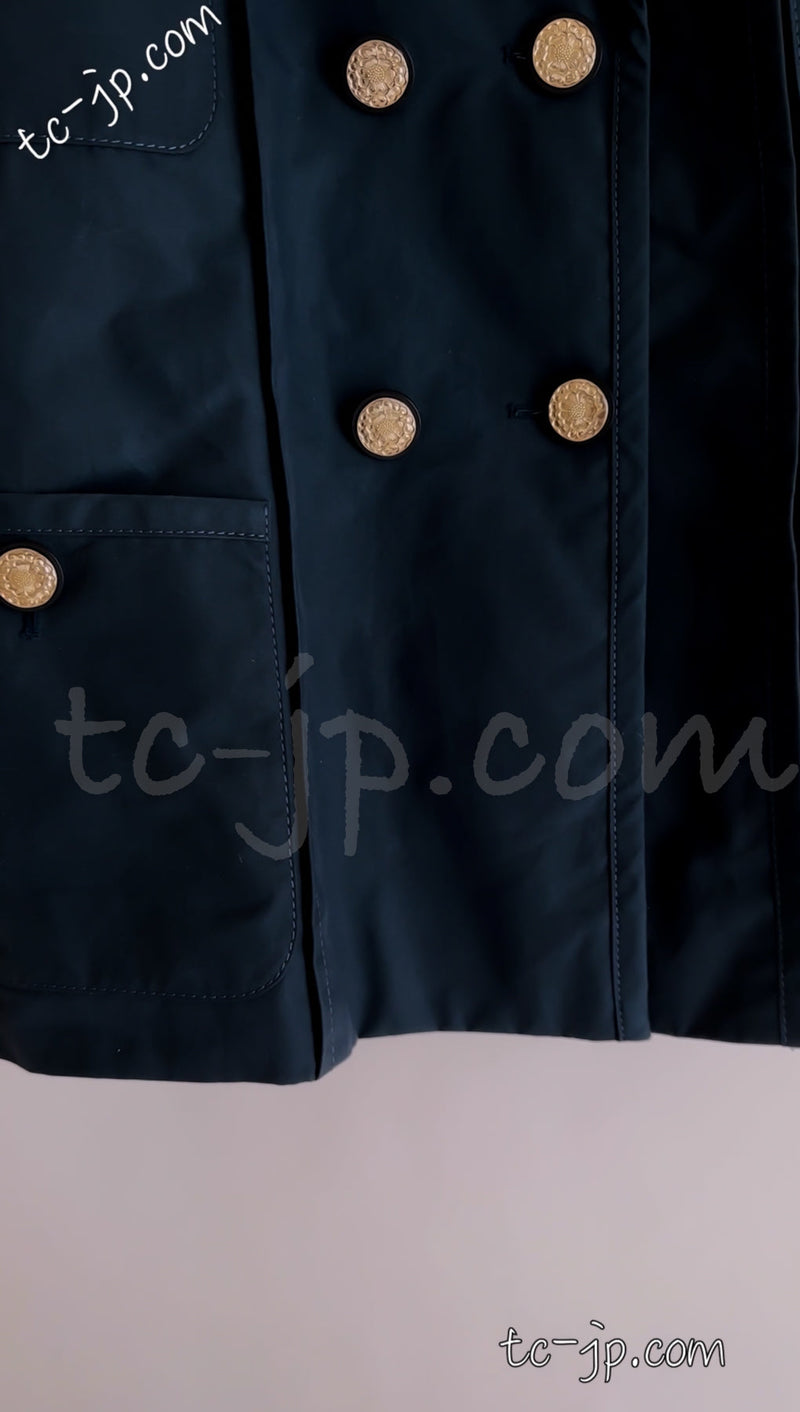 CHANEL 20C Dark Navy Olive Peacoat Cotton Jacket 46 シャネル ダーク ネイビー オリーブ ピーコート コットン ジャケット 即発