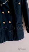 CHANEL 20C Dark Navy Olive Peacoat Cotton Jacket 46 シャネル ダーク ネイビー オリーブ ピーコート コットン ジャケット 即発