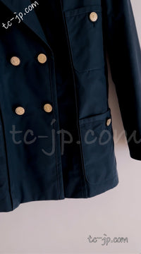 CHANEL 20C Dark Navy Olive Peacoat Cotton Jacket 46 シャネル ダーク ネイビー オリーブ ピーコート コットン ジャケット 即発