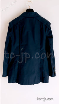 CHANEL 20C Dark Navy Olive Peacoat Cotton Jacket 46 シャネル ダーク ネイビー オリーブ ピーコート コットン ジャケット 即発