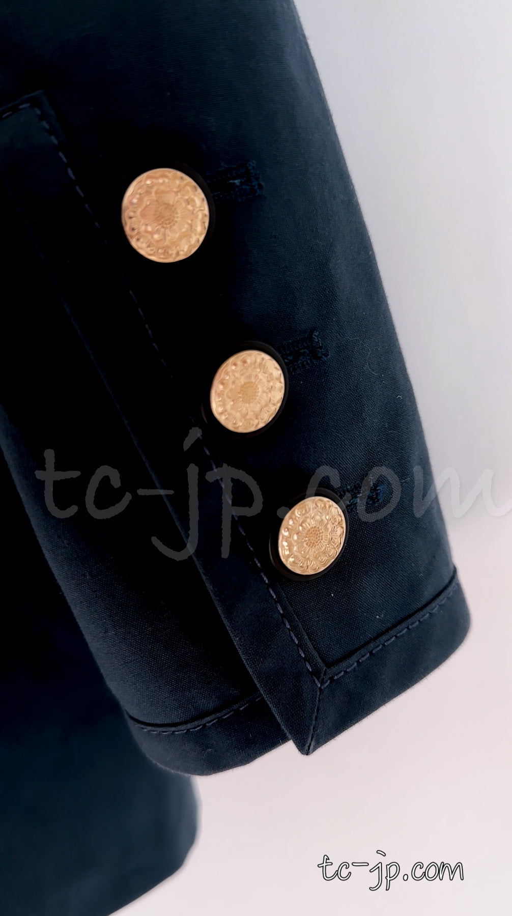 CHANEL 20C Dark Navy Olive Peacoat Cotton Jacket 46 シャネル ダーク ネイビー オリーブ ピーコート コットン ジャケット 即発