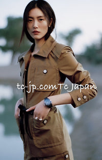 CHANEL 20C Dark Navy Olive Peacoat Cotton Jacket 46 シャネル ダーク ネイビー オリーブ ピーコート コットン ジャケット 即発