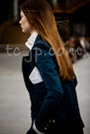 CHANEL 20C Dark Navy Olive Peacoat Cotton Jacket 46 シャネル ダーク ネイビー オリーブ ピーコート コットン ジャケット 即発
