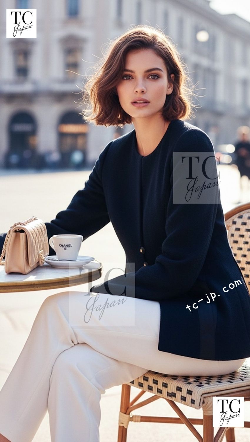 CHANEL 94S Vintage Navy Black Wool Cotton Supermodel Jacket 38 シャネル ヴィンテージ ネイビー ブラック ウール コットン スーパーモデル ジャケット 即発