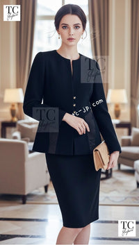CHANEL 94S Vintage Navy Black Wool Cotton Supermodel Jacket 38 シャネル ヴィンテージ ネイビー ブラック ウール コットン スーパーモデル ジャケット 即発 - TC JAPAN