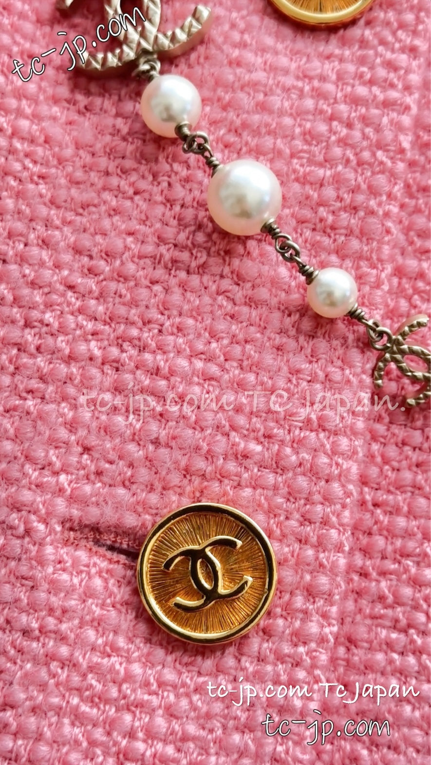 CHANEL 91A Vintage Baby Pink Wool Gold CC Logo Button Tweed Jacket 36 38 シャネル ヴィンテージ ベビーピンク ウール ゴールド CC ココロゴボタン ジャケット 即発