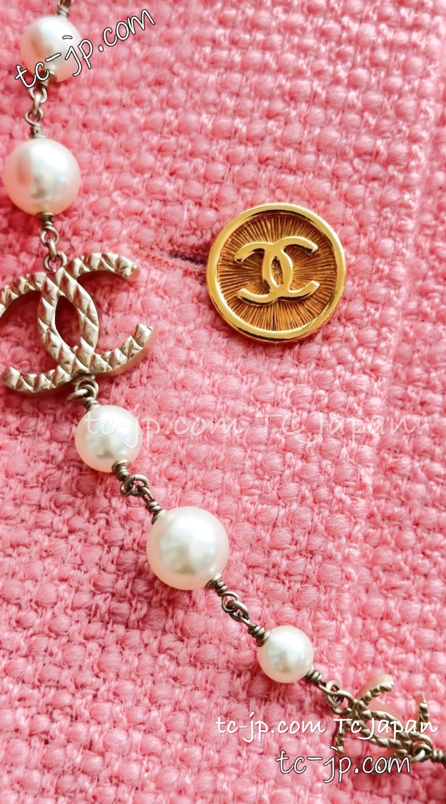 CHANEL 91A Vintage Baby Pink Wool Gold CC Logo Button Tweed Jacket 36 38 シャネル ヴィンテージ ベビーピンク ウール ゴールド CC ココロゴボタン ジャケット 即発