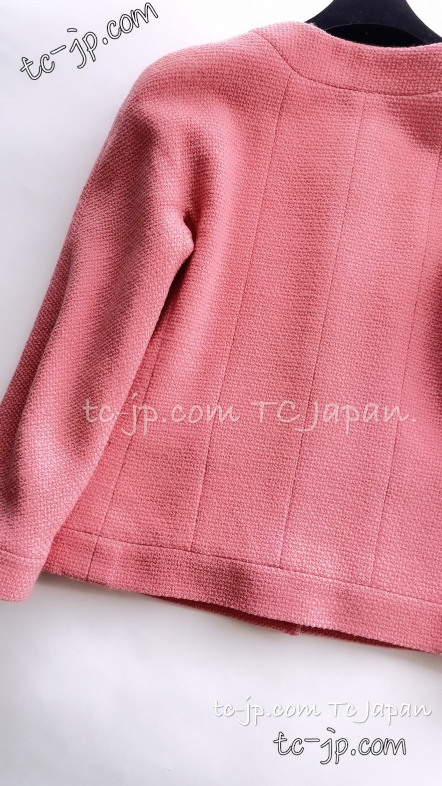 CHANEL 91A Vintage Baby Pink Wool Gold CC Logo Button Tweed Jacket 36 38 シャネル ヴィンテージ ベビーピンク ウール ゴールド CC ココロゴボタン ジャケット 即発