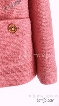 CHANEL 91A Vintage Baby Pink Wool Gold CC Logo Button Tweed Jacket 36 38 シャネル ヴィンテージ ベビーピンク ウール ゴールド CC ココロゴボタン ジャケット 即発